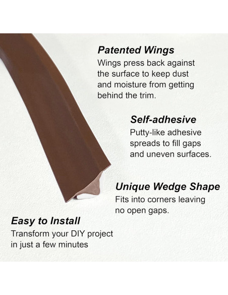 Kit de Moldura Flexible InstaTrim 1/2" x 6m Marrón - Calafateo Rápido