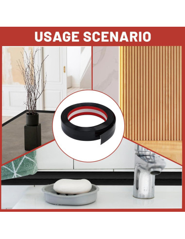 Moldura de Esquina Flexible Autoadhesiva KTINITK 6.7m Negro 2cm