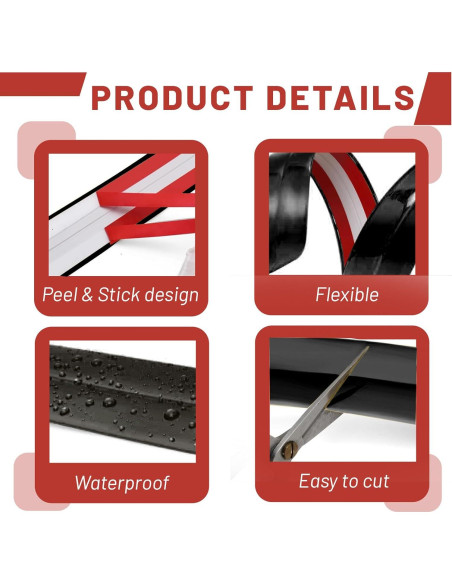 Moldura de Esquina Flexible Autoadhesiva KTINITK 6.7m Negro 2cm