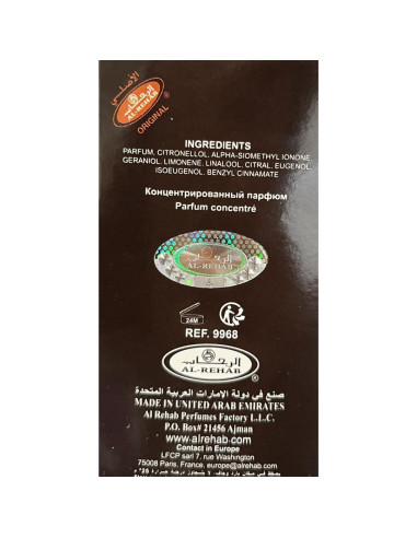 Aceite de Perfume Concentrado Oud y Rosa 6ml Al Rehab