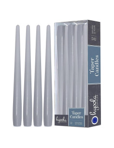 Velas Taper Hyoola 35.56 cm Gris Plateado Sin Aroma - 12 Unidades