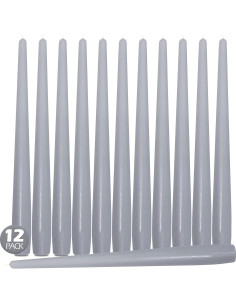Velas Taper Hyoola 35.56 cm Gris Plateado Sin Aroma - 12 Unidades 2