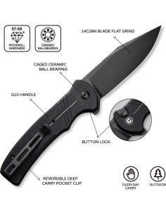 Cuchillo de Bolsillo CIVIVI C20038D-1 Negro G10 8.89 cm 2