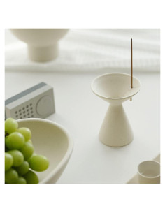 Soporte de Incienso WENSHUO Cerámica Crme Mate 11cm