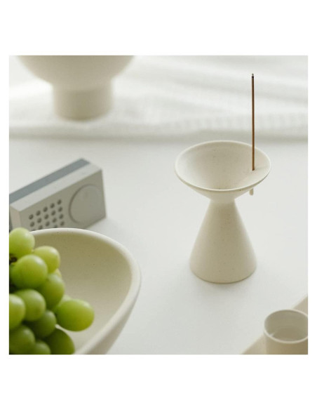 Soporte de Incienso WENSHUO Cerámica Crme Mate 11cm