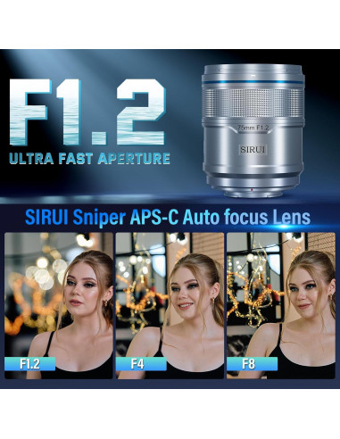 Lente Telefoto Autofocus SIRUI Sniper 75mm F1.2 Plata