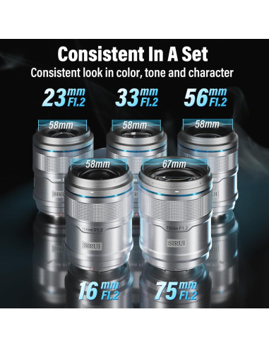 Lente Telefoto Autofocus SIRUI Sniper 75mm F1.2 Plata