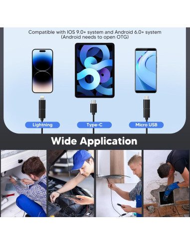 Endoscopio Borescope BlueFire 3.5m IP67 con 9 LED Ajustables