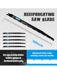 Paquete de 5 Hojas de Sierra Recíproca MUOZLOP 300mm 5TPI 2