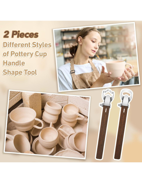 Herramientas de Tallado de Cerámica Therwen - 2 Pcs, Acero Inoxidable