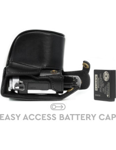 Funda de cámara de cuero MegaGear Ever Ready para Panasonic Lumix DC-GX850, DMC-GF7, DMC-GF8, DC-GX800, DC-GF9 2
