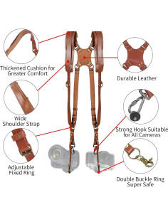 Arnés de Doble Cámara JUSTHERE para Fotógrafos - Correa de Cuero 2
