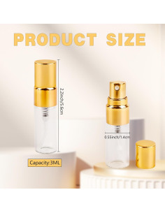 50 Piezas Atomizador de Vidrio 3ml Norcoin Dorado Recargable 2