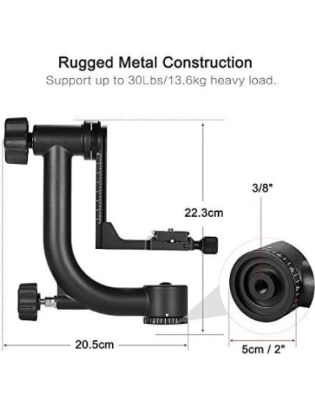Cabezal de Gimbal Andoer para Trípode 30Kg con Placa Arca-Swiss