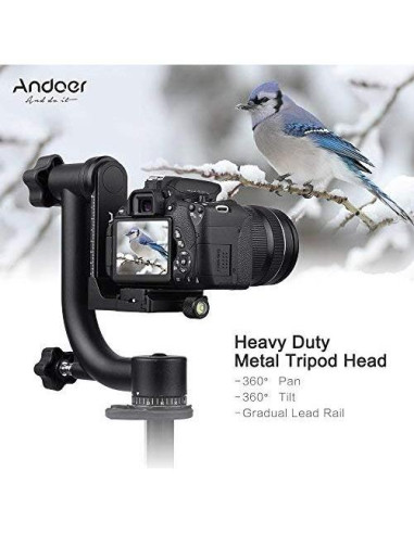 Cabezal de Gimbal Andoer para Trípode 30Kg con Placa Arca-Swiss