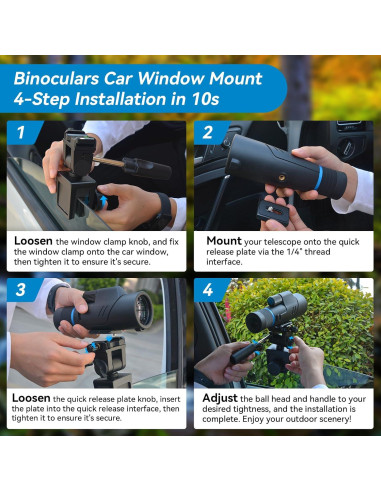 Soporte de Ventana de Coche APEXEL Ajustable 360 para Prismáticos