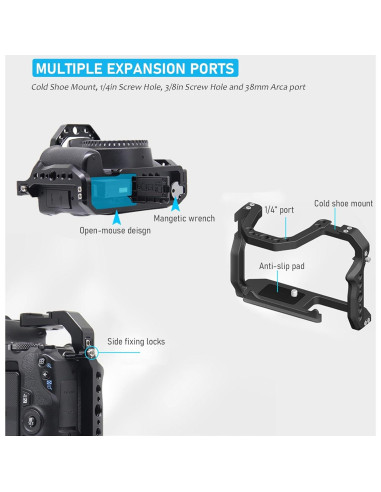 Jaula de cámara Gugxiom para 200D/200DII, aluminio, 38mm Arca