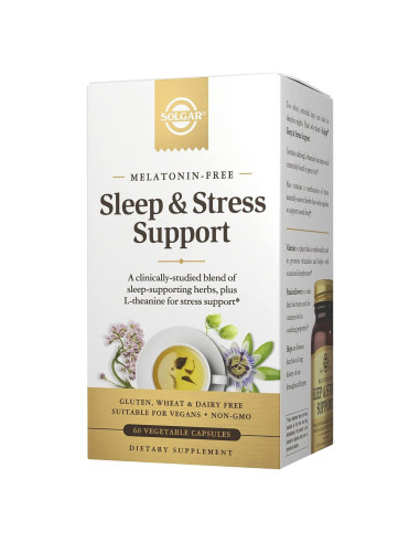 Solgar Apoyo para Sueño y Estrés 60 Cápsulas Veganas Sin Melatonina