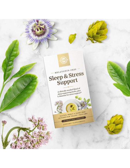 Solgar Apoyo para Sueño y Estrés 60 Cápsulas Veganas Sin Melatonina