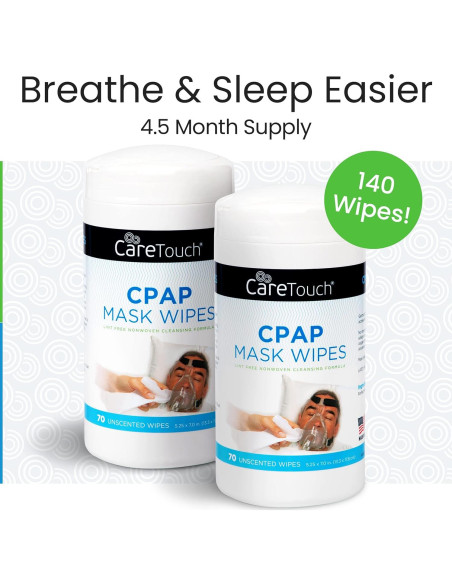 Toallitas de Limpieza CPAP CareTouch - 140 Hojas Sin Fragancia