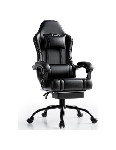 Silla Gamer Ntiibcuy con Masaje y Reposapiés - Negro