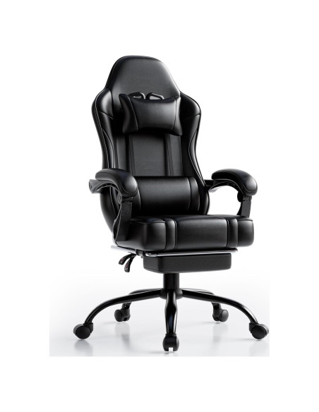 Silla Gamer Ntiibcuy con Masaje y Reposapiés - Negro