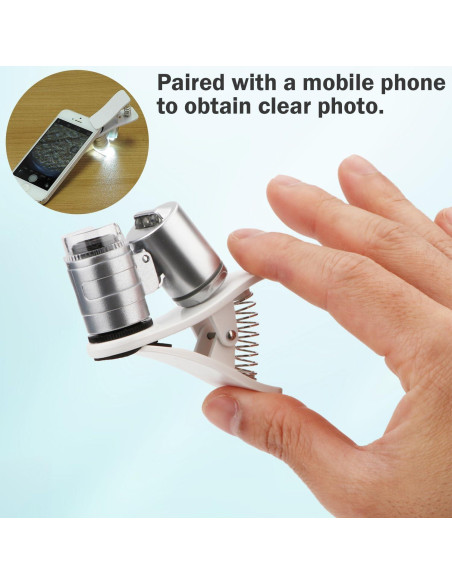 Lupa Clip-On Rongon 60X con LED y UV para Smartphones