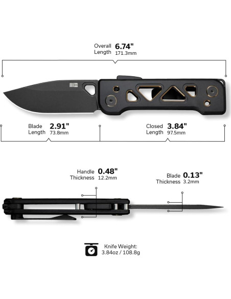 Cuchillo de bolsillo WeKnife WE24001-1 Titanio 73.8mm Negro