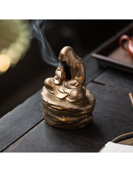 Soporte de Incienso Cerámica Buda Oro 12x9.6x15.7cm