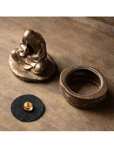 Soporte de Incienso Cerámica Buda Oro 12x9.6x15.7cm