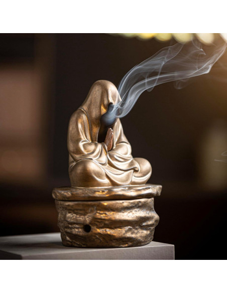 Soporte de Incienso Cerámica Buda Oro 12x9.6x15.7cm