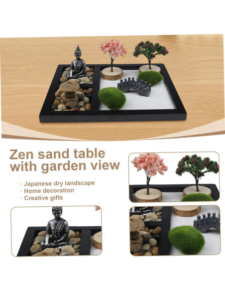 Jardín Zen para Escritorio Pesoncarl 21.5x17.5 cm Alivio Estrés