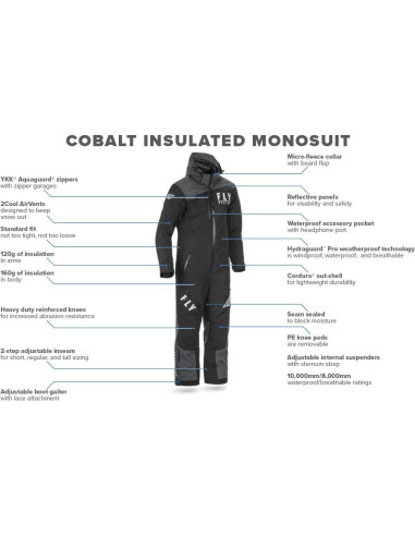 Mono de Nieve Aislado Fly Racing Cobalt Negro/Gris Pequeño