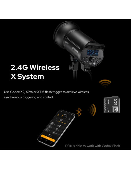 Flash Estudio Godox DP400IIIV 400Ws GN87 0.1-1s 2.4G