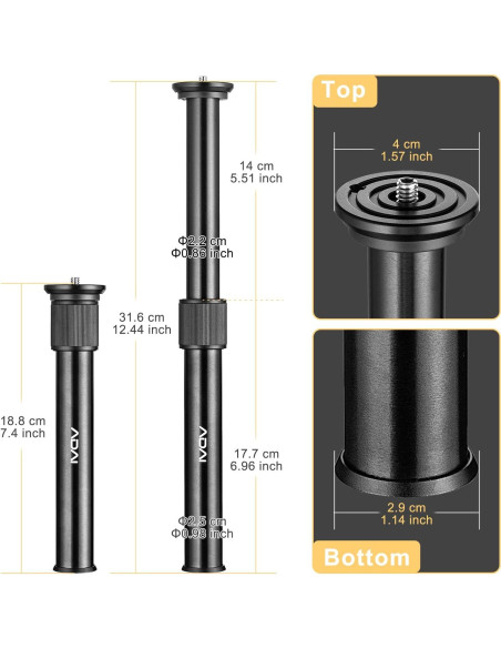 Barra de Extensión de Aluminio ADAI Gimbal 31 cm para Estabilizadores