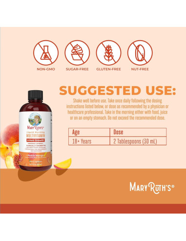 Multivitamínico Líquido MaryRuth 450ml | Biotina 10000mcg | Crecimiento Cabello
