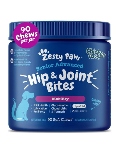 Zesty Paws Suplemento Articular para Perros - 90 Masticables de Pollo