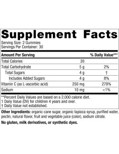 Gomitas de Vitamina C Veganas Nordic Naturals - Mandarina Ácida - 60 Unidades - 250 mg por Porción 2