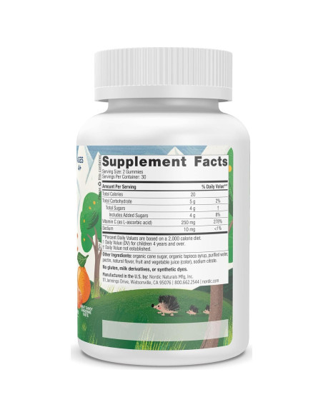 Gomitas de Vitamina C Veganas Nordic Naturals - Mandarina Ácida - 60 Unidades - 250 mg por Porción