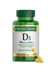 Vitamina D3 2000 UI Nature's Bounty 350 Softgels Salud Huesos