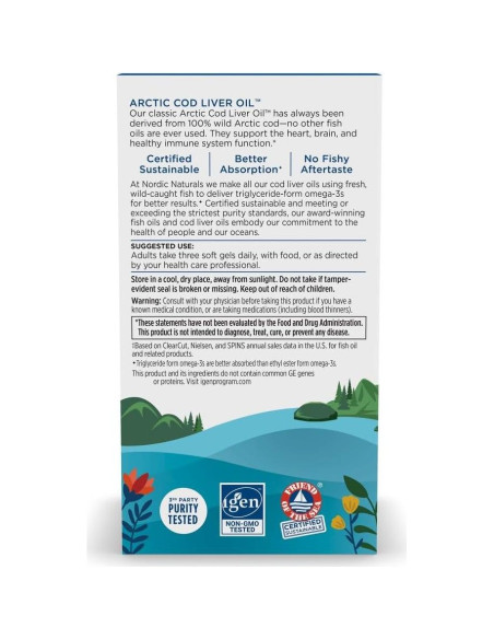 Aceite de Hígado de Bacalao Ártico Nordic Naturals 180 Geles 750 mg Omega-3