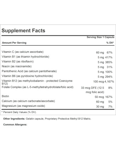 Vitamina B12 100 mcg Andrew Lessman 60 Cápsulas Methylcobalamin