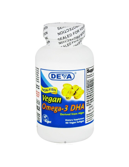 Omega-3 DHA Vegano Deva 200mg 90 Cápsulas Liberación Retardada