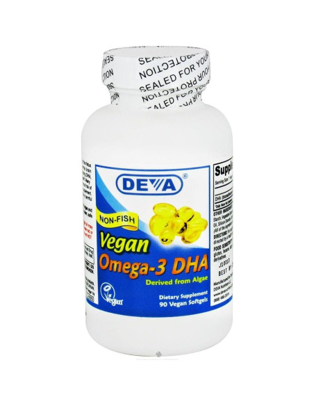 Omega-3 DHA Vegano Deva 200mg 90 Cápsulas Liberación Retardada