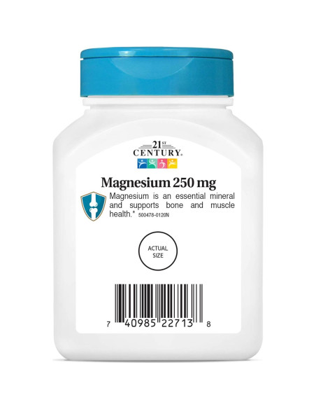 Tabletas de Magnesio 250 mg 21st Century - 110 Unidades