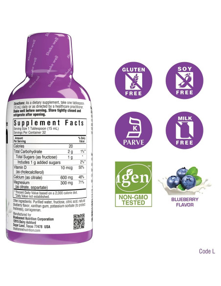 Citrato de Calcio y Magnesio Líquido Bluebonnet 3x480ml