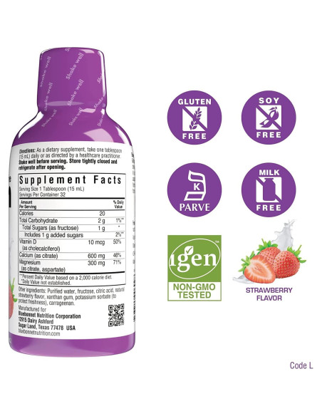 Citrato de Calcio y Magnesio Líquido Bluebonnet 3x480ml