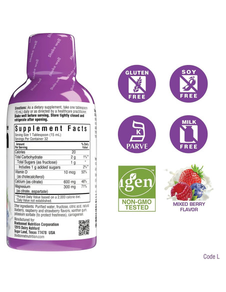 Citrato de Calcio y Magnesio Líquido Bluebonnet 3x480ml