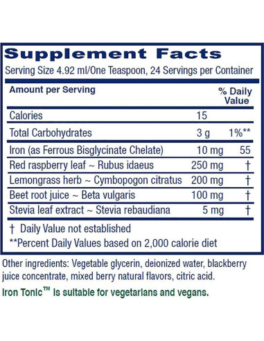 Tónico de Hierro Vitanica Líquido Vegano 120 ml Sabor Mora