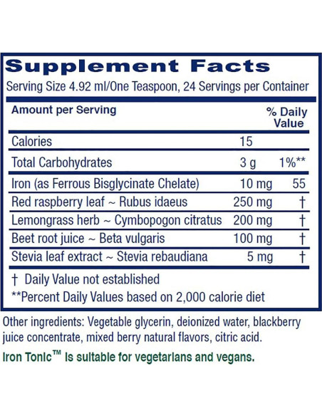 Tónico de Hierro Vitanica Líquido Vegano 120 ml Sabor Mora